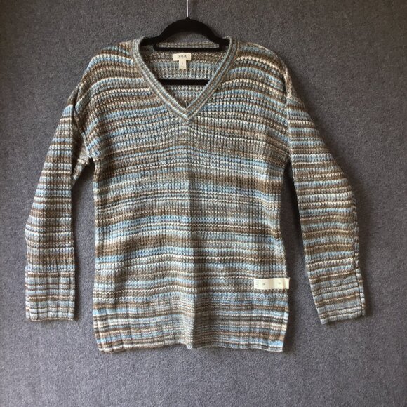 A.N.A Striped Long Sleeve Sweater Sz M Blue and Brown NWOT - Picture 1 of 6